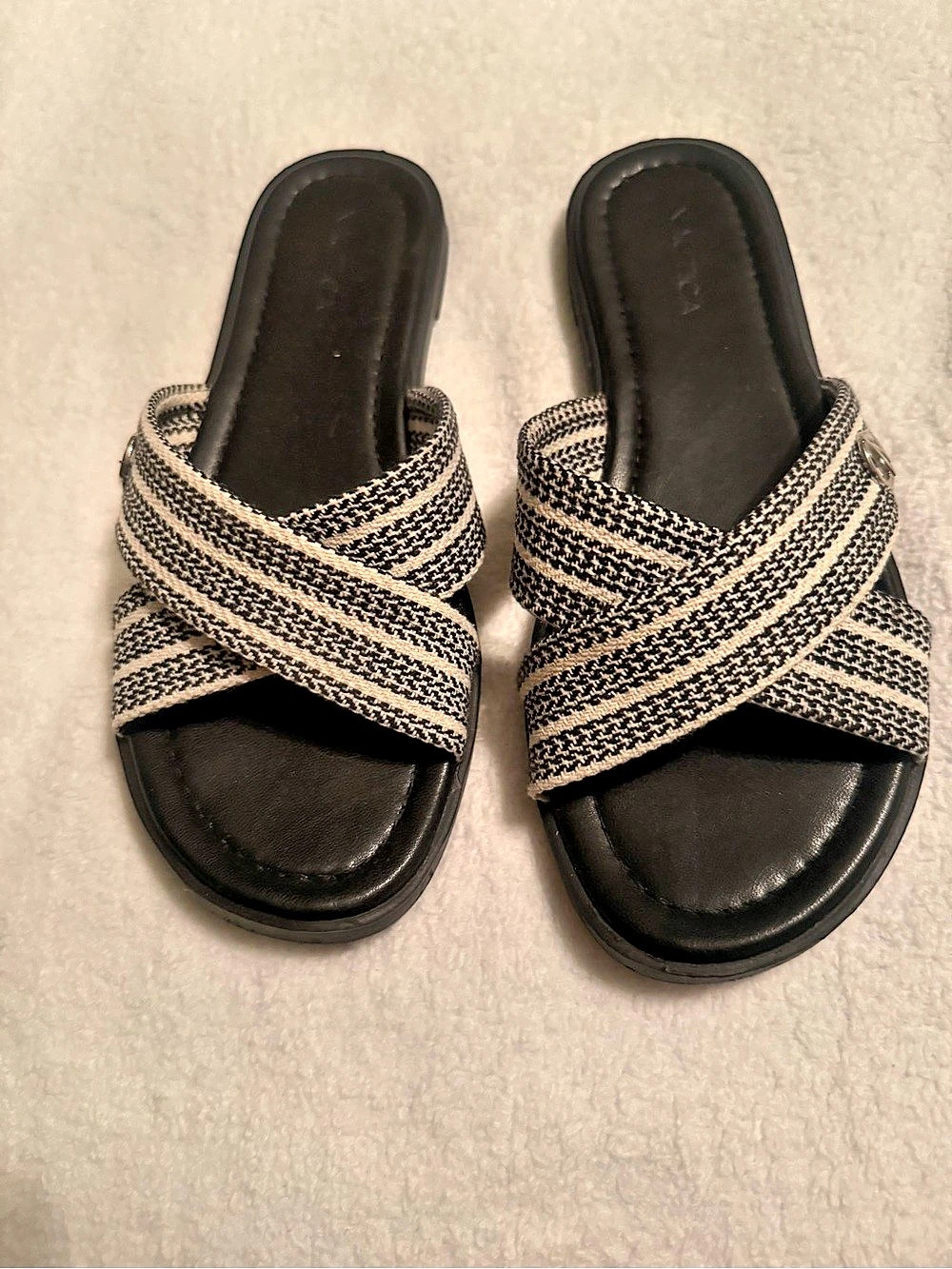 Nautica Black & White Slide Sandals